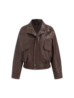 Funnel Neck Zip Through Faux Leather Jacket