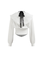 RIB LACE HALTER CONTRASTING HOODIE