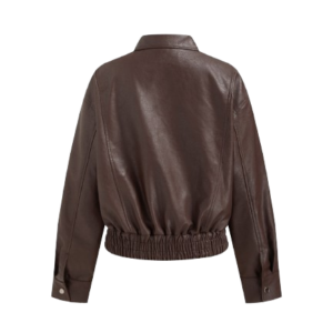 Funnel Neck Zip Through Faux Leather Jacket