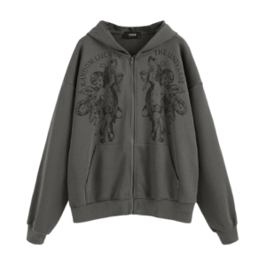 FIGURE ZIPPER UP HOODIE OVERSIZED