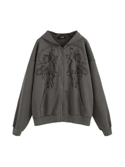 FIGURE ZIPPER UP HOODIE OVERSIZED FIGURE ZIPPER UP HOODIE OVERSIZED