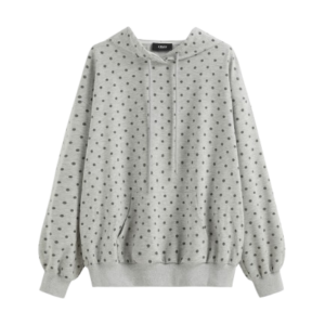 TERRY POLKA DOT LONG SLEEVE HOODIE