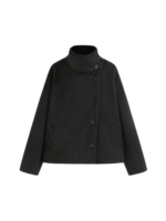 Wool-look Mandarin Collar Long Sleeve Jacket