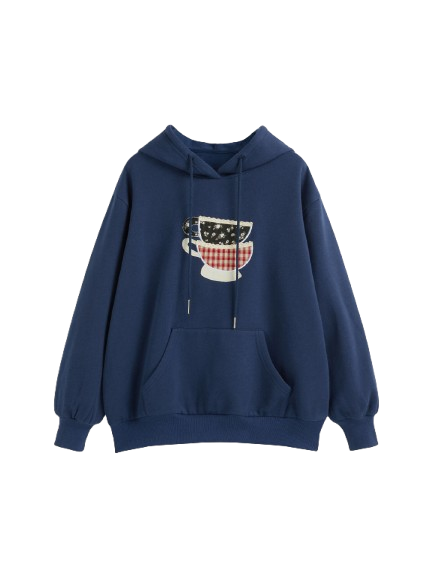 TERRY CUP APPLIQUE DRAWSTRING HOODIE TERRY CUP APPLIQUE DRAWSTRING HOODIE