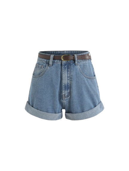 Denim With Belt Shorts Denim With Belt Shorts
