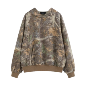 COTTON-BLEND CAMO POCKET HOODED