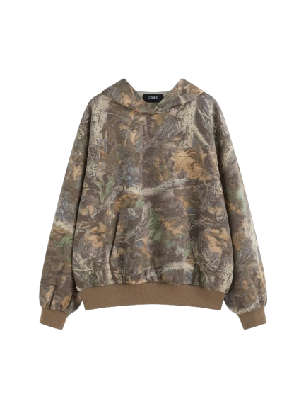 COTTON-BLEND CAMO POCKET HOODED COTTON-BLEND CAMO POCKET HOODED