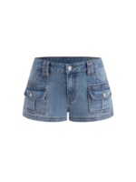 Stretch Cider Denim Low Rise Pocket Shorts