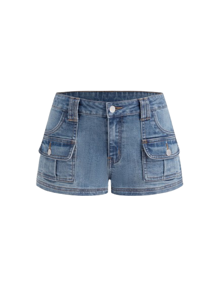 Stretch Cider Denim Low Rise Pocket Shorts Stretch Cider Denim Low Rise Pocket Shorts