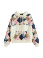 COTTON-BLEND FLORAL LONG SLEEVE HOODIE