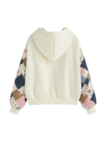 COTTON-BLEND FLORAL LONG SLEEVE HOODIE