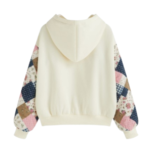 COTTON-BLEND FLORAL LONG SLEEVE HOODIE