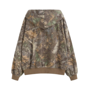 COTTON-BLEND CAMO POCKET HOODED
