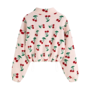 FLEECE HIGH NECK SOLID ZIPPER SWEATSHIRT