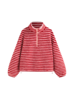 FLEECE STRIPE STAND COLLAR HALF ZIP SWEATSHIRT