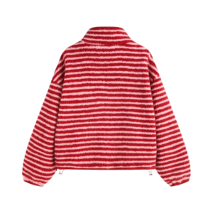 FLEECE STRIPE STAND COLLAR HALF ZIP SWEATSHIRT