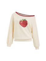 COTTON-BLEND STRAWBERRY GRAPHIC SWEATSHIRT