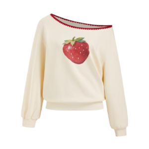COTTON-BLEND STRAWBERRY GRAPHIC SWEATSHIRT