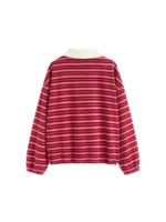 FLEECE POLO STRIPED DRAWSTRING SWEATSHIRT