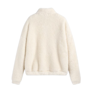 FLEECE STAND COLLAR SWEATSHIRT SOLID POCKET
