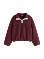 FLEECE COLLAR DRAWSTRING LONG SLEEVE SWEATSHIRT