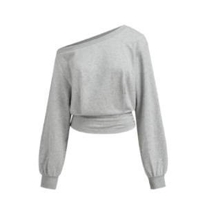 COTTON-BLEND ASYMMETRICAL WAIST SWEATSHIRT