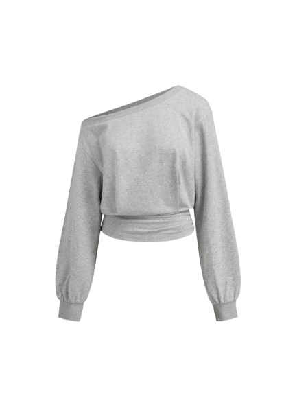 COTTON-BLEND ASYMMETRICAL WAIST SWEATSHIRT COTTON-BLEND ASYMMETRICAL WAIST SWEATSHIRT