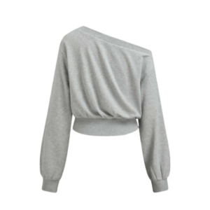 COTTON-BLEND ASYMMETRICAL WAIST SWEATSHIRT
