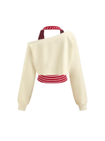 TWO PIECE TERRY ASYMMETRICAL SWEATSHIRT WITH STRIPED TANK TOP