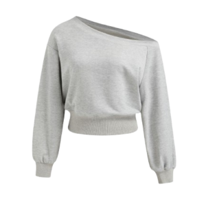 TERRY ASYMMETRICAL LONG SLEEVE SWEATSHIRT
