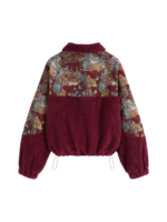 FLEECE COLLAR FLORAL SWEATSHIRT CAT KNOTTED