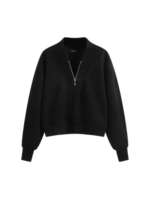V-NECK SOLID SWEATSHIRT HALF ZIP