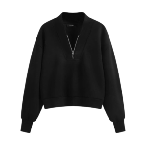 V-NECK SOLID SWEATSHIRT HALF ZIP