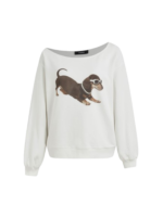 TERRY ASYMMETRICAL NECK DOG SWEATSHIRT