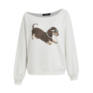 TERRY ASYMMETRICAL NECK DOG SWEATSHIRT