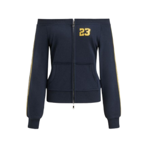 23 TERRY OFF-SHOULDER SIDE ZIP THROUGH SWEATSHIRT