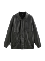 Zip Through Faux Leather Jacket Utility