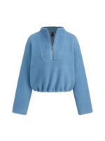 FLEECE STAND COLLAR HALF ZIP OVERSIZED SWEATSHIRT