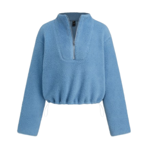 FLEECE STAND COLLAR HALF ZIP OVERSIZED SWEATSHIRT