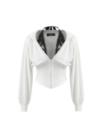 RIB LACE HALTER CONTRASTING HOODIE